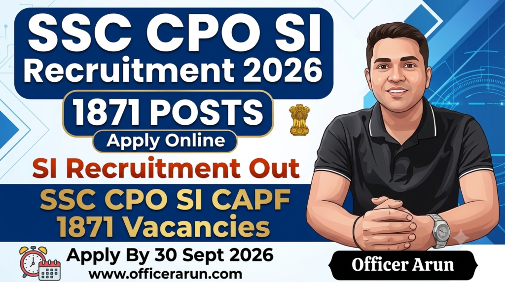 SSC CPO SI CAPF Recruitment 2026, Apply Online for 1871 SI Posts